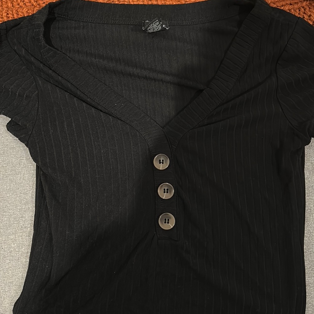 Black Ribbed T-Shirt